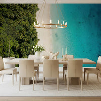 White sand beach coastline featured on this Tropical Shoreline wall muralGD9515