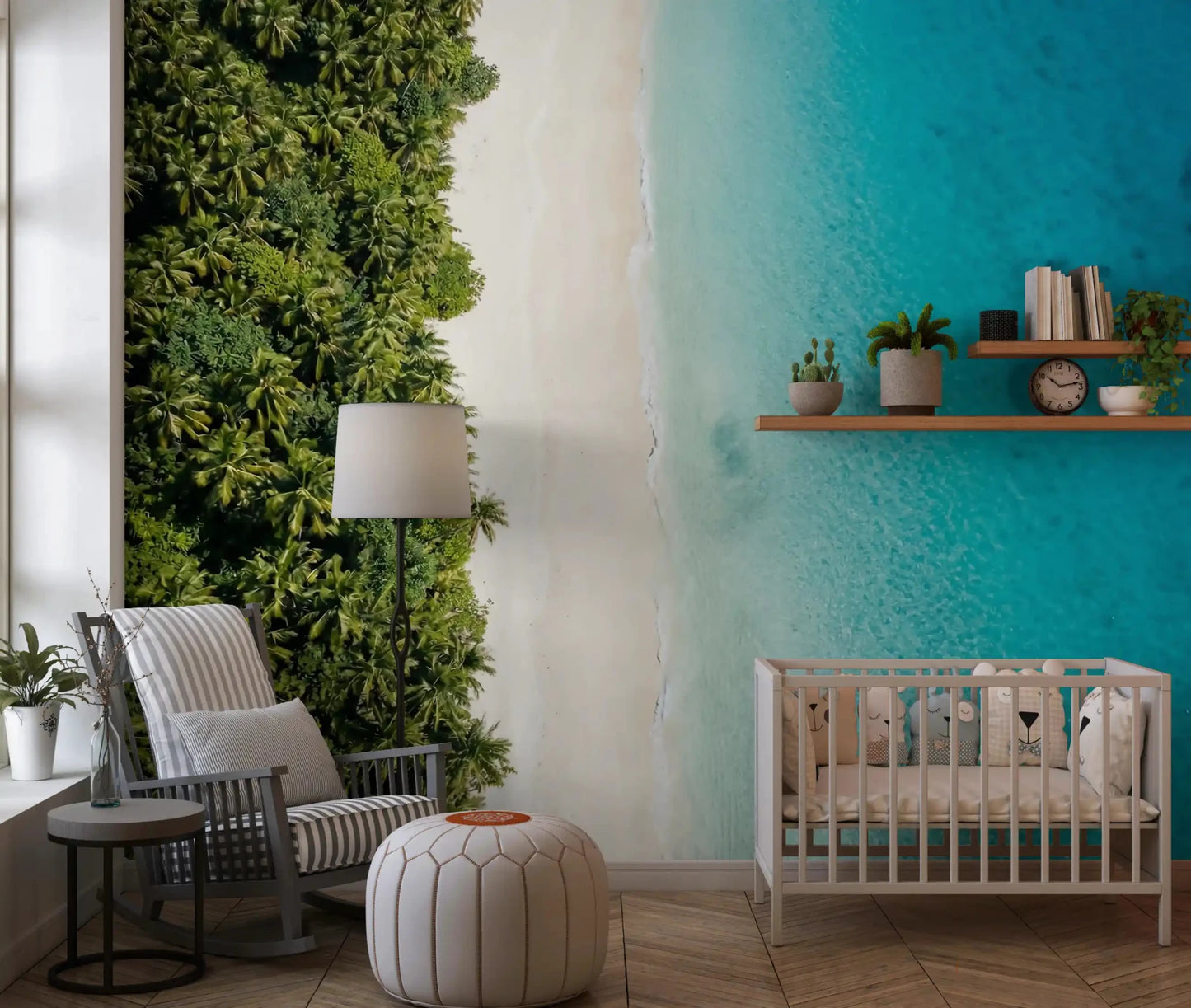 Tropical island imagery of the Tropical Shoreline Serenity wall muralGD9515