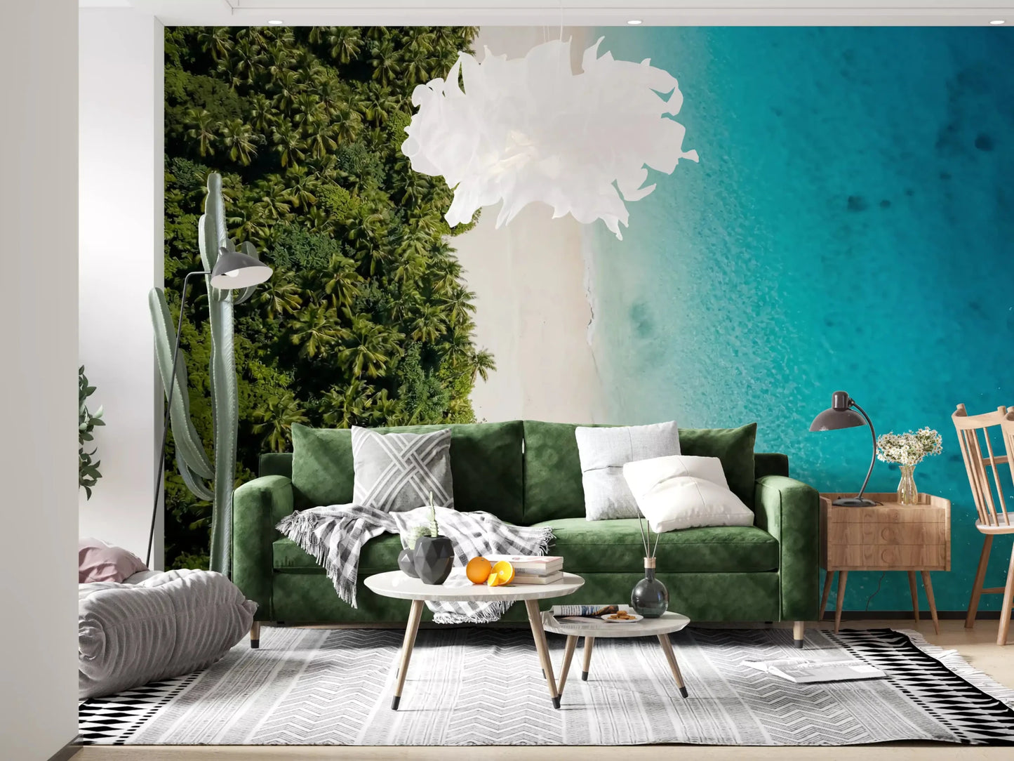 Modern living room backdrop using a Serenity Beach wall muralGD9515