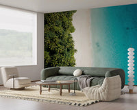 Bright living room accented by the Tropical Shoreline Serenity wall muralGD9515
