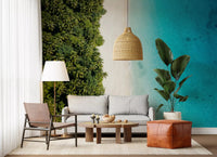 Lounge space showcasing this turquoise ocean wall muralGD9515