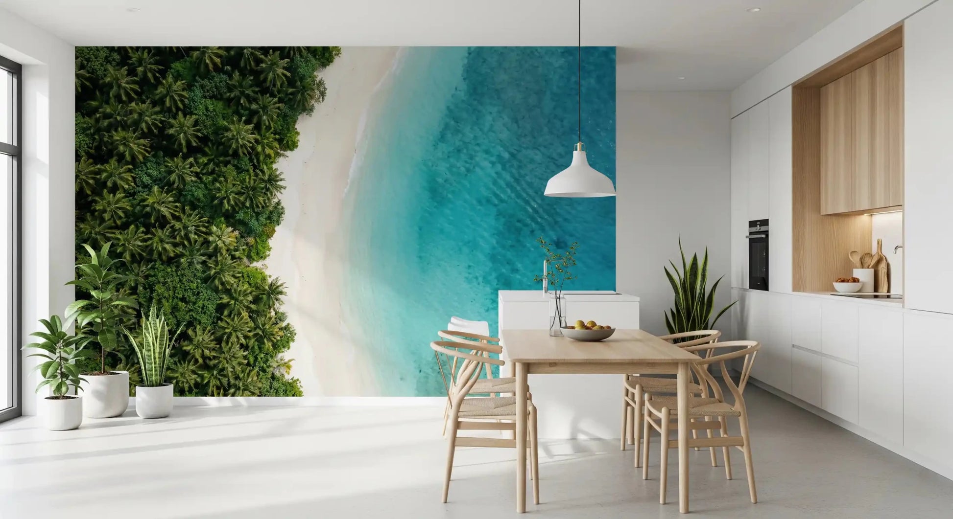 Pale aqua near the shore fades into deeper teal further out on this beach wall muralGD9557
