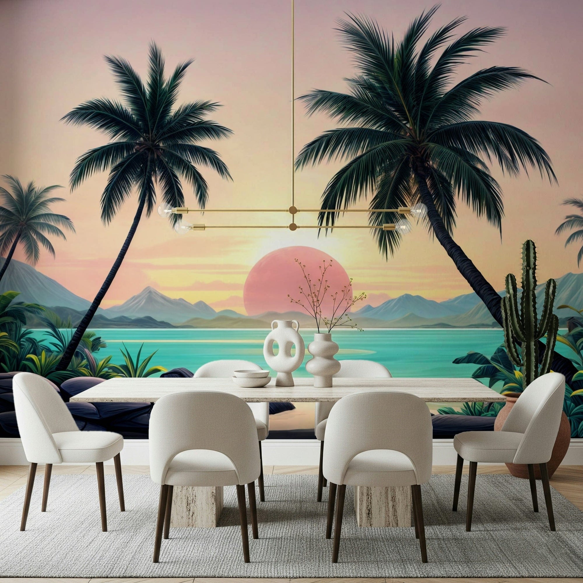 Sun drenched island shores Tropical Sunset wall mural, GD7496