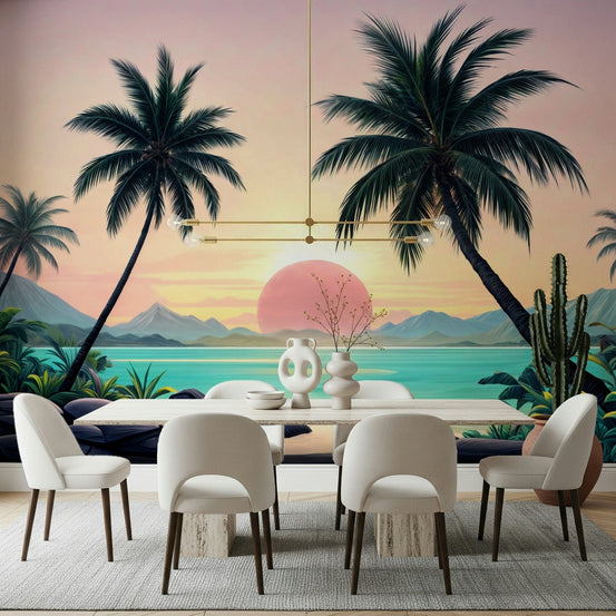 Sun drenched island shores Tropical Sunset wall mural, GD7496