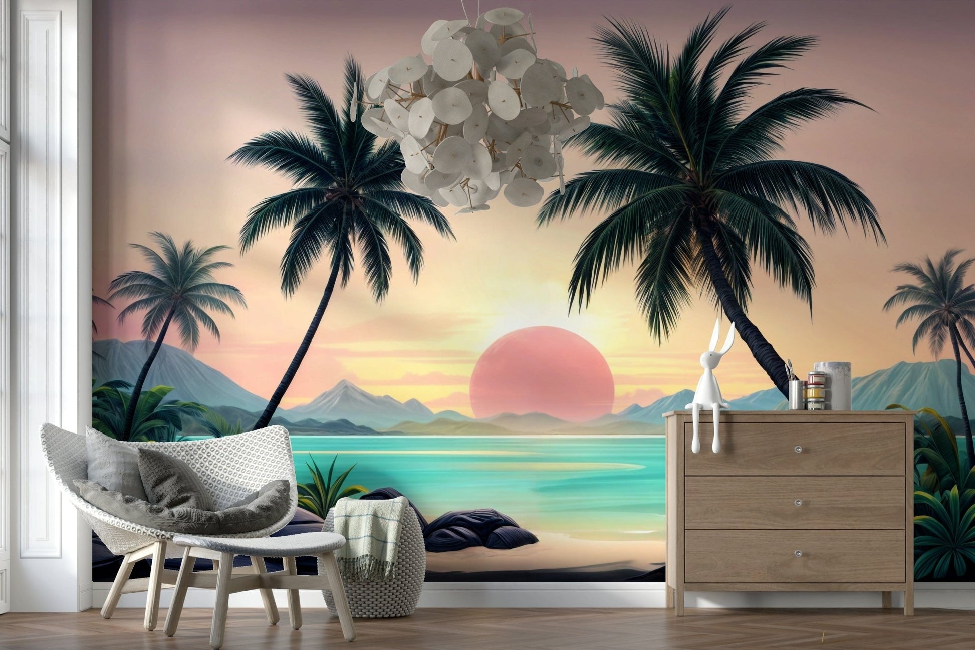 Dreamy vacation backdrop Tropical Sunset wallpaper for walls
