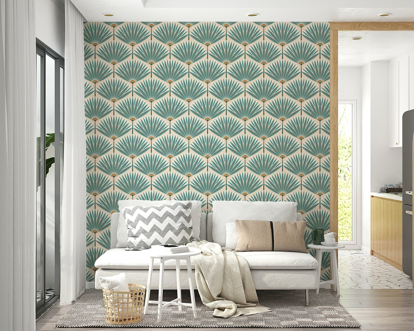Exotic teal tropical foliage design GD164

