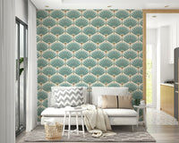 Exotic teal tropical foliage design GD164

