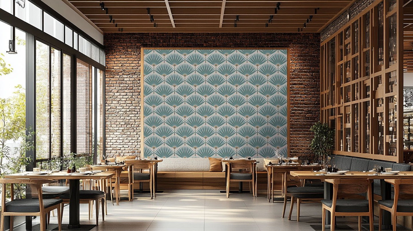 Lush teal jungle wall mural print GD164

