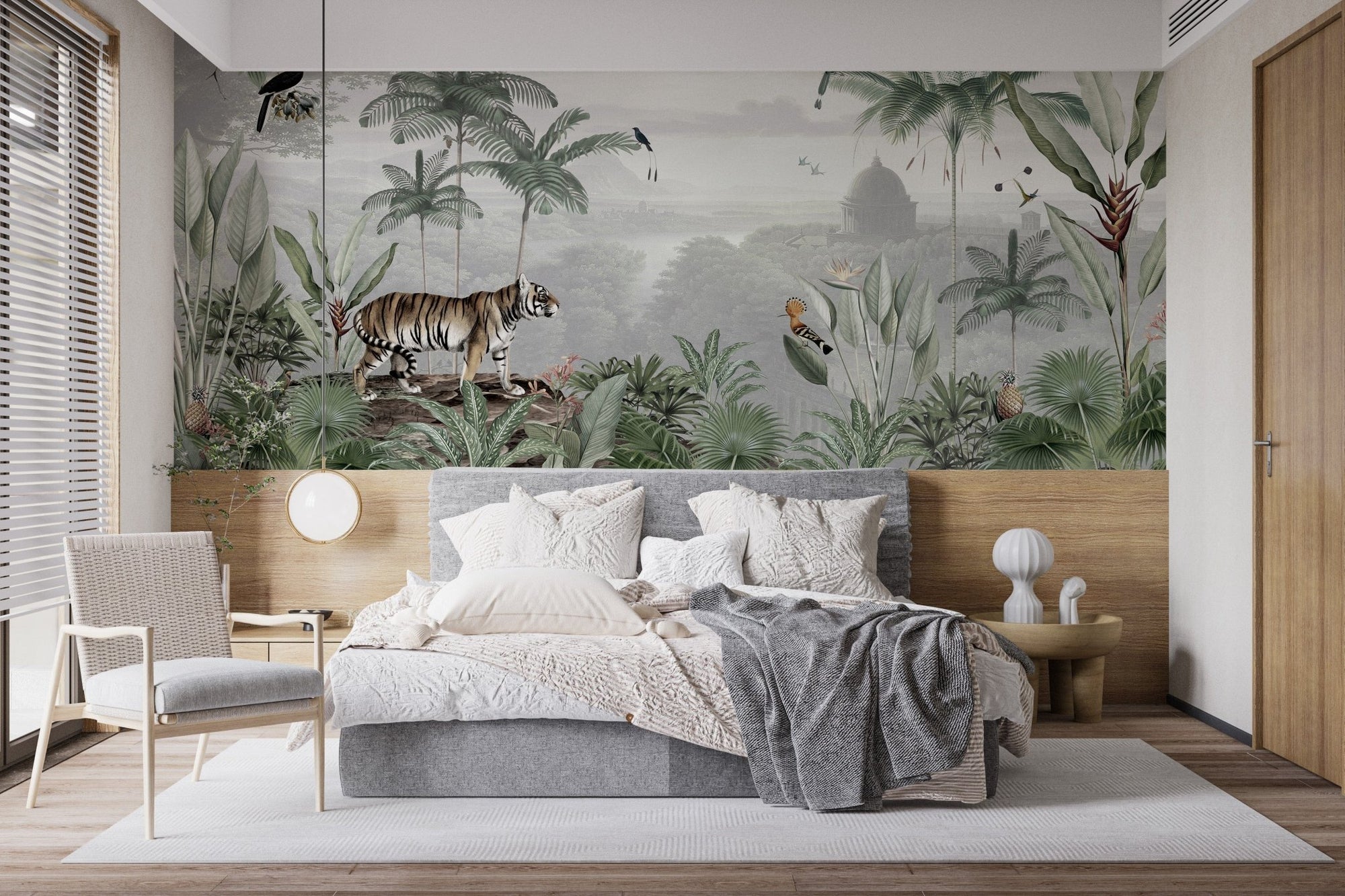 Tropical tiger wallpaper mural design SRED23