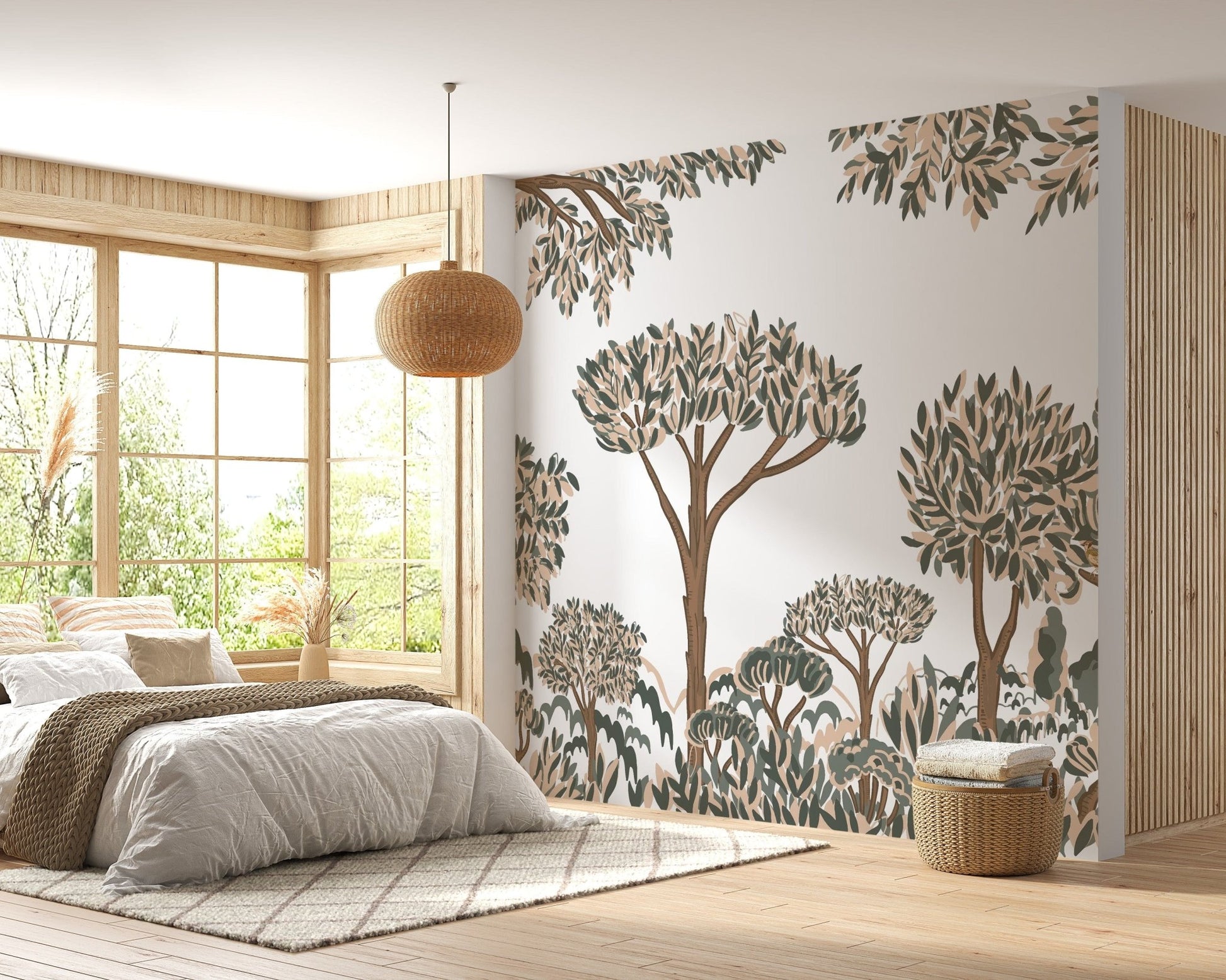 Tropical tree mural for modern spaces