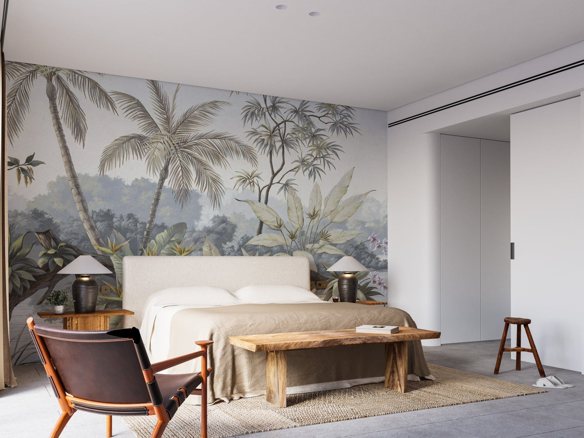 Tropical Trees Textured Wallpaper Mural, A514