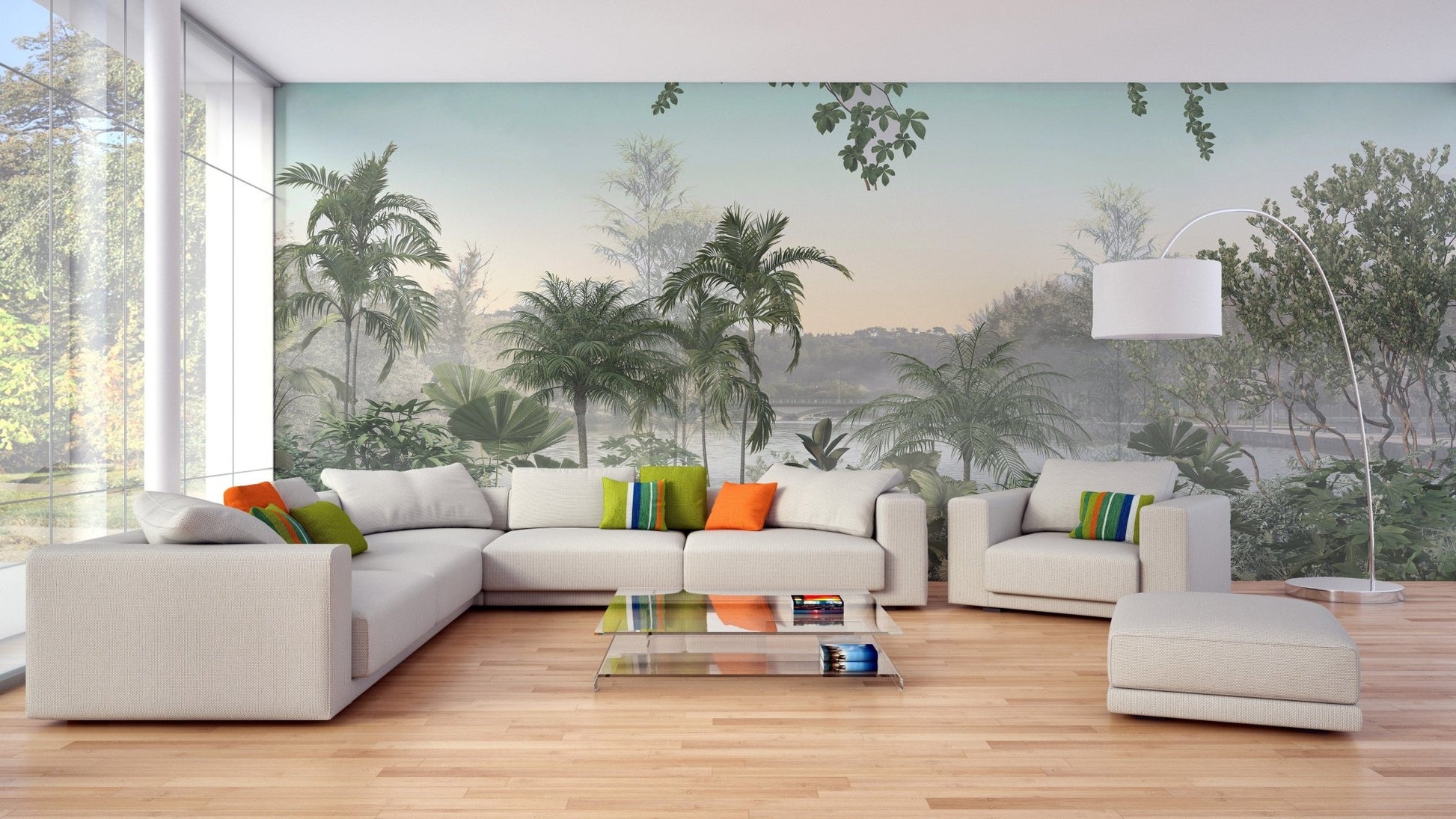 Tropical Trees Under Cerulean Skies Wallpaper Mural - Giffywalls