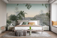 Serene tropical trees wall mural design
