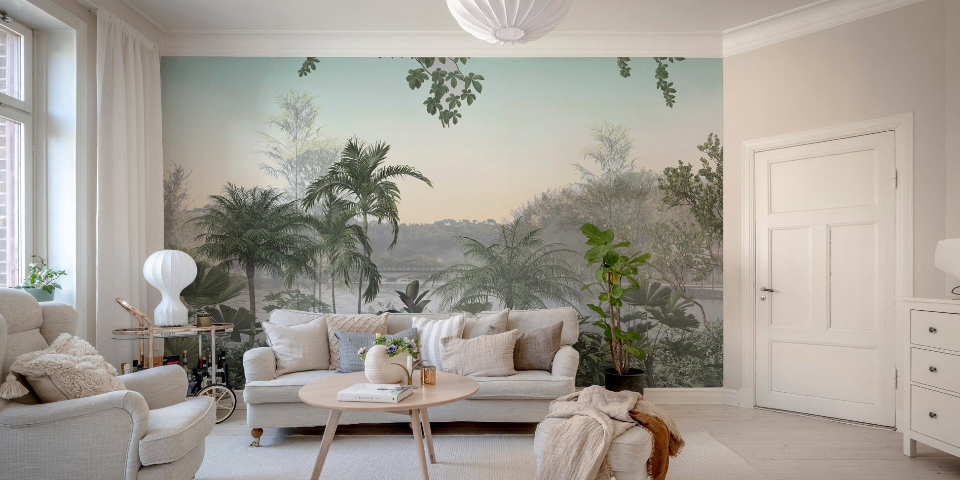 Tropical Trees Under Cerulean Skies Wallpaper Mural - Giffywalls