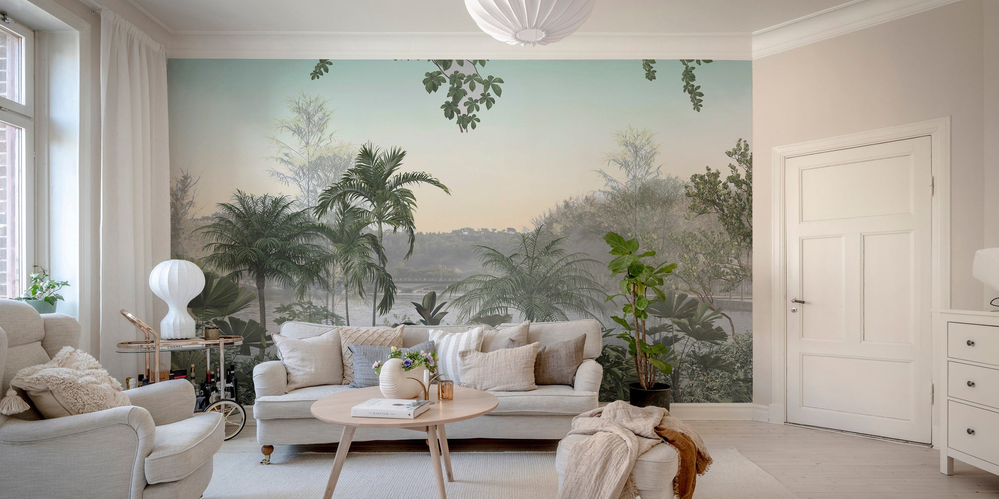 Tropical Trees Under Cerulean Skies Wallpaper Mural - Giffywalls