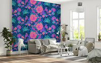 Bright tropical wall mural for a nursery or kids room.