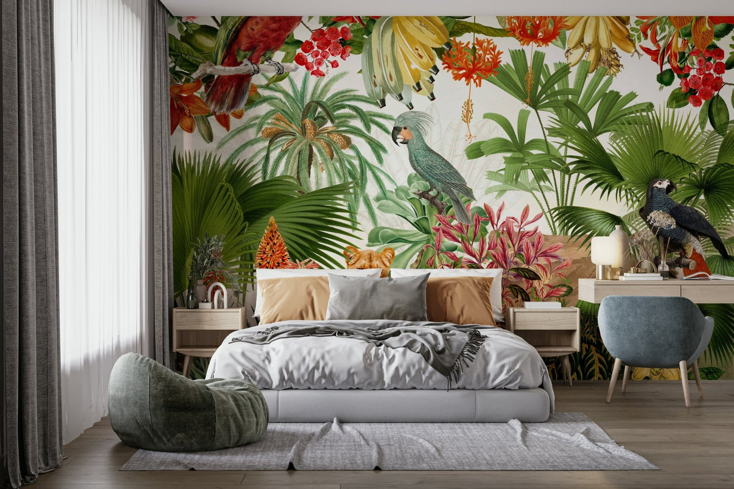Nature-inspired Tropical Eden Mural for Wall Décor