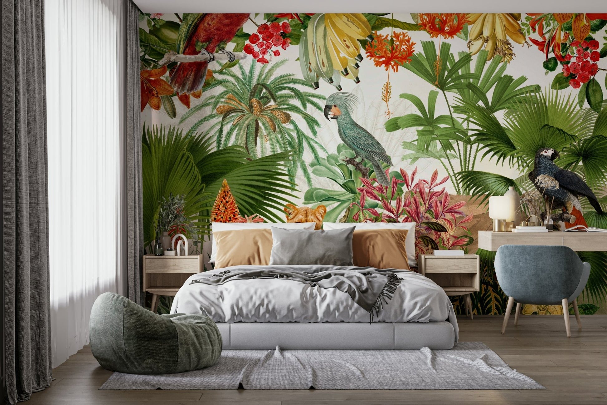 Nature-inspired Tropical Eden Mural for Wall Décor