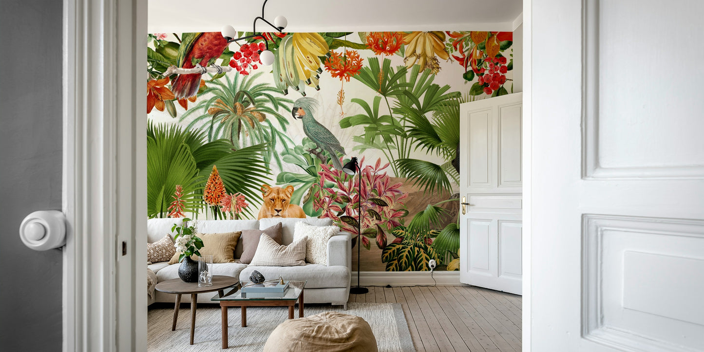 Nature-Inspired Tropical Vintage Wall Mural