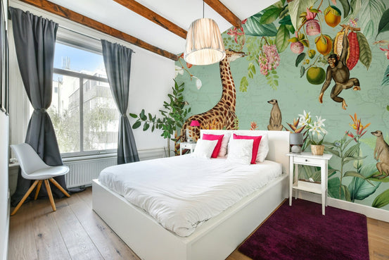 Tropical vintage expedition wall mural for exotic decor., GD1170