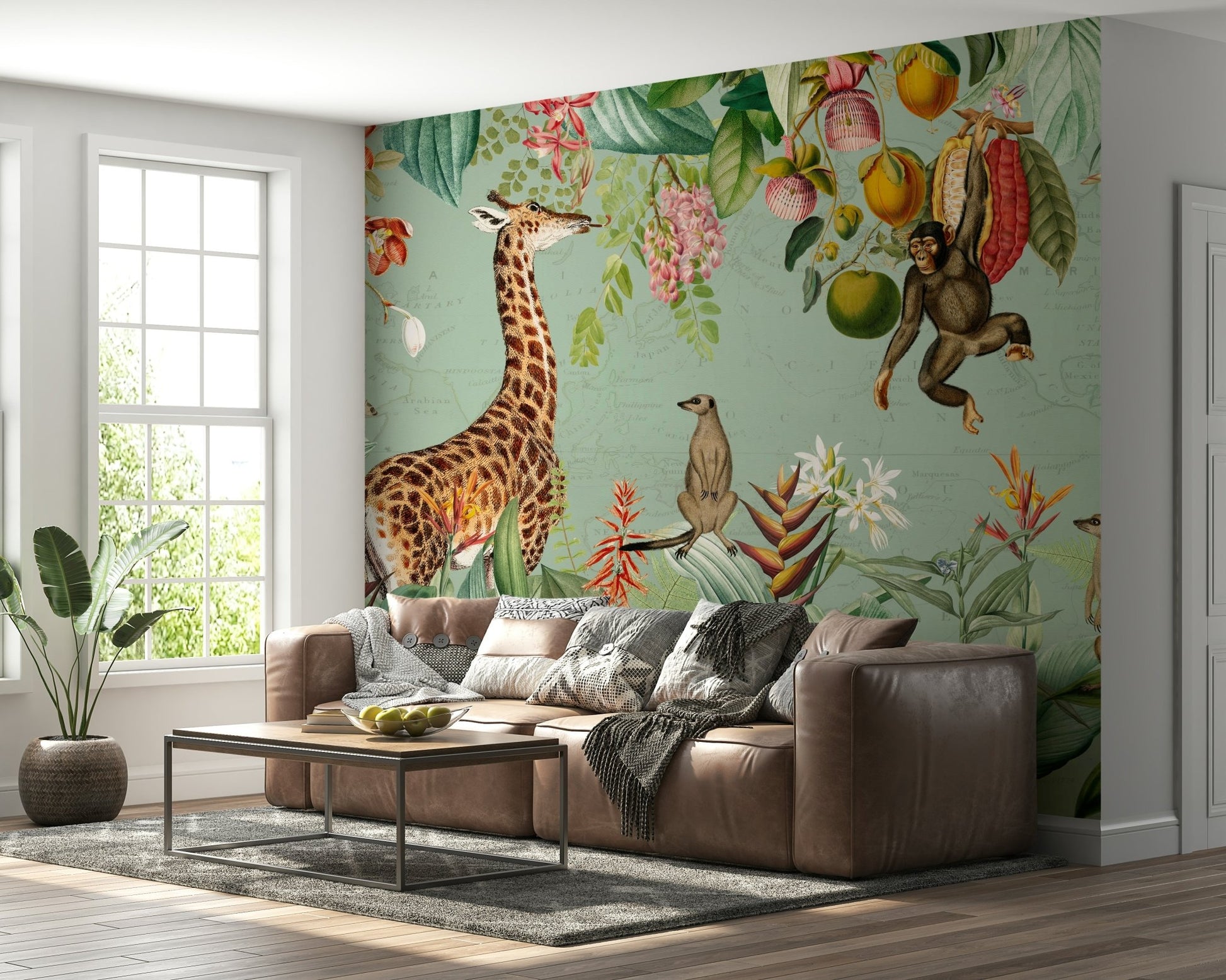 Lush tropical vintage wall mural for a serene space.

