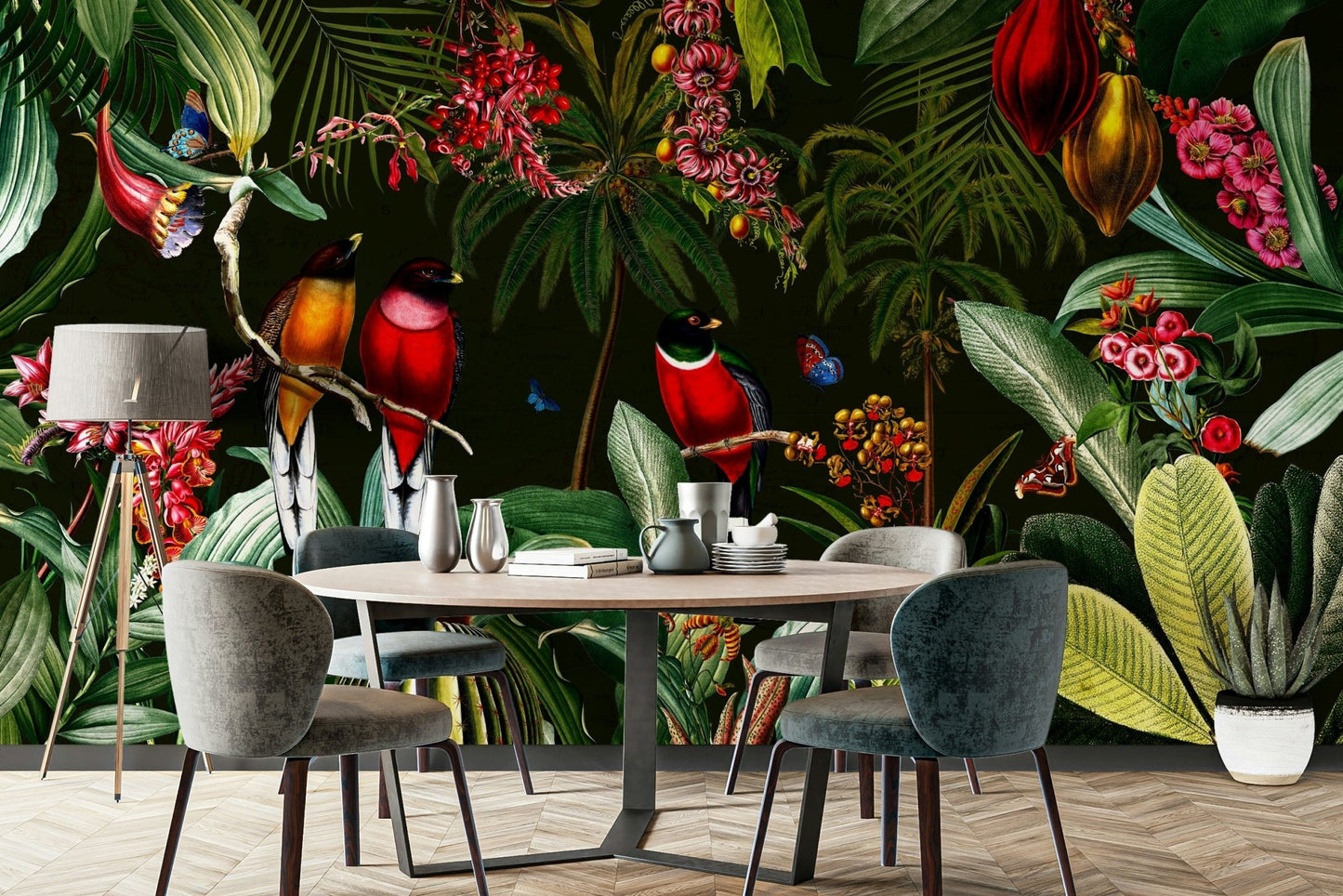 Nighttime tropical vintage mural for stylish interiors., GD1163