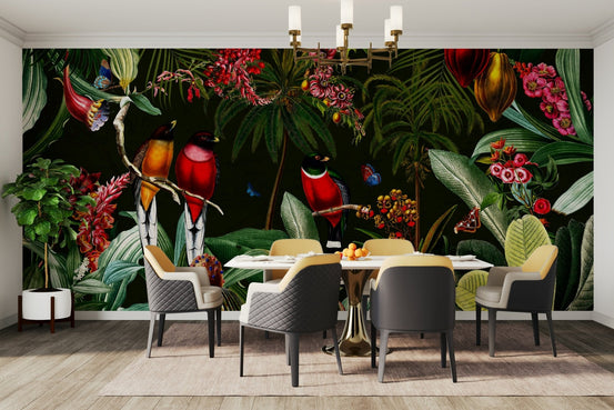 Tropical vintage night paradise wall mural design., GD1163