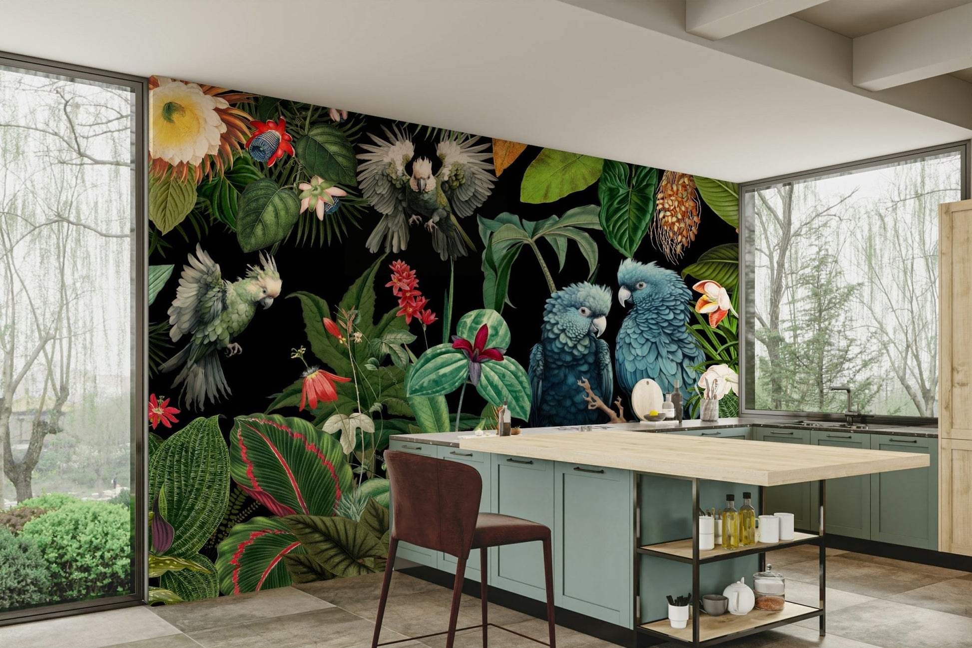 Stunning tropical vintage mural for modern interiors.

