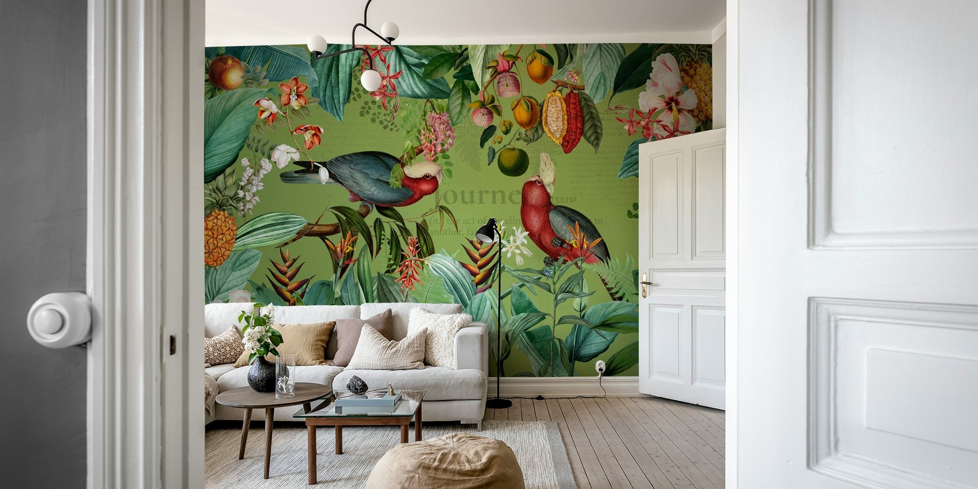 Vintage tropical wildlife mural for an exotic feel., GD1177