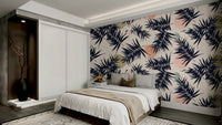 Tropical wallpaper with lush green palm leaves

