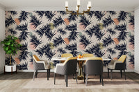 Tropical mural featuring palms and wild greenery

