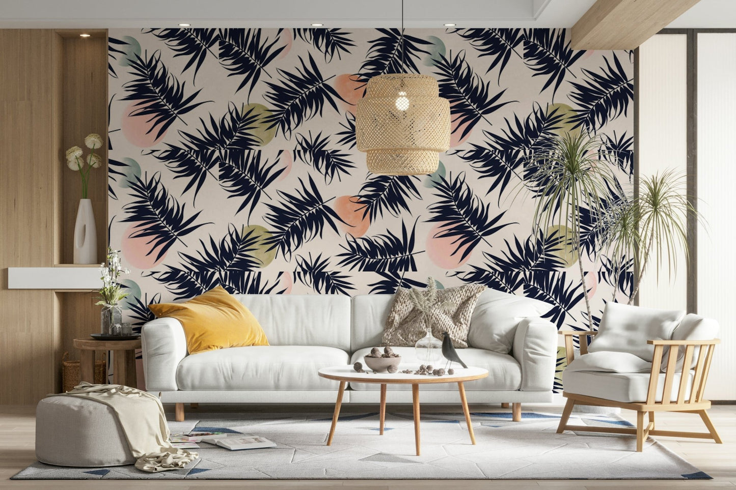 Lush rainforest-inspired wallpaper with rich green tones

