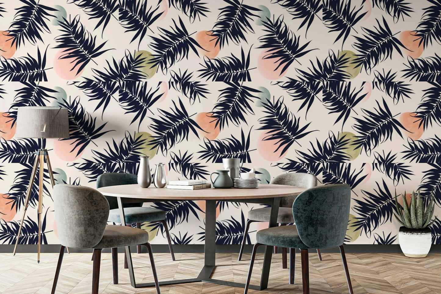 Banana leaf wallpaper with tropical island vibes

