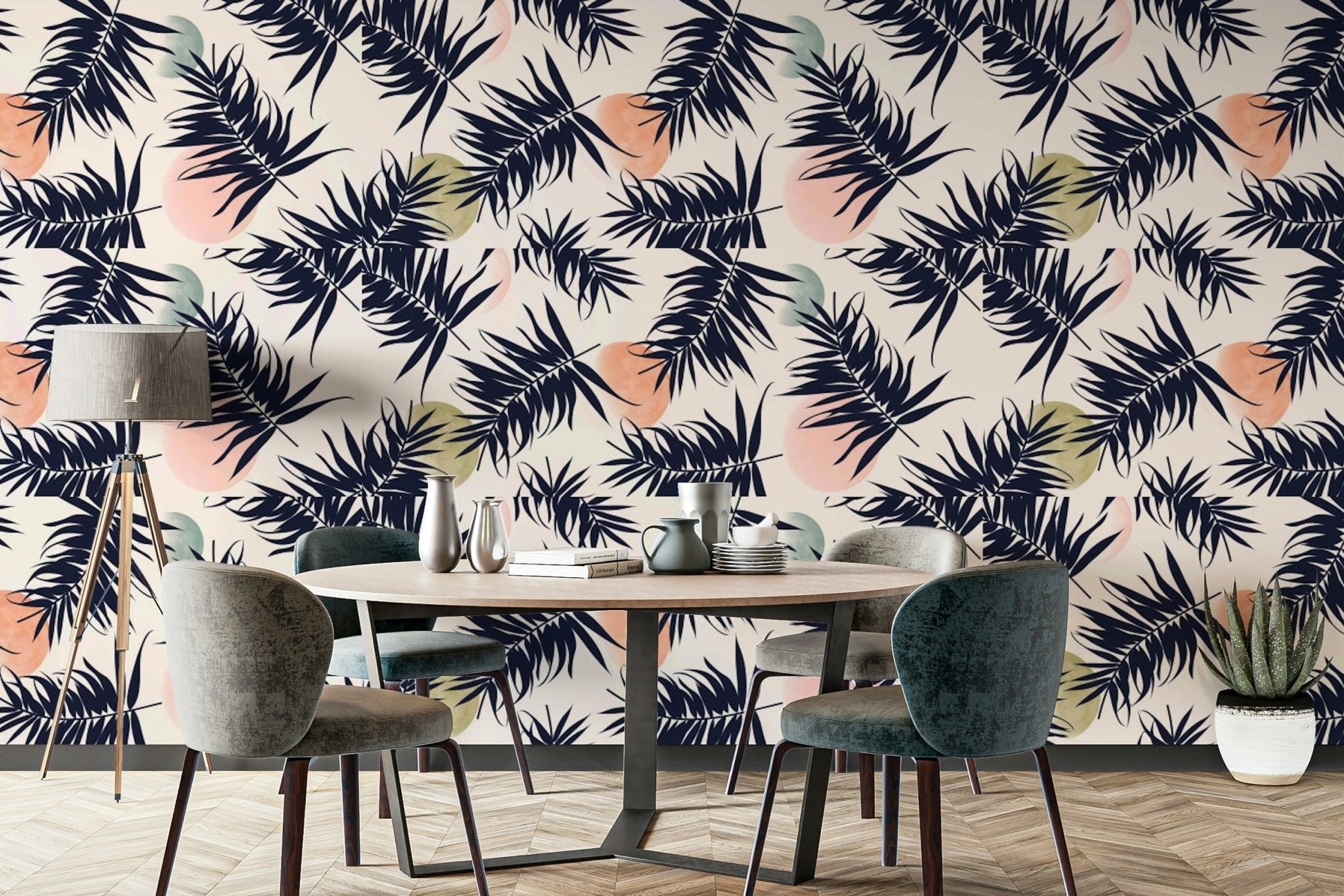 Banana leaf wallpaper with tropical island vibes

