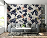 Nature-inspired tropical wallpaper with layered leaves

