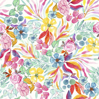 Bold green and blue tropical watercolor wallpaper design.

