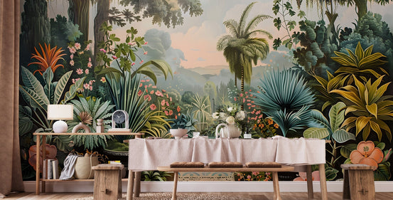 Tropical forest monkey watercolor mural A369
