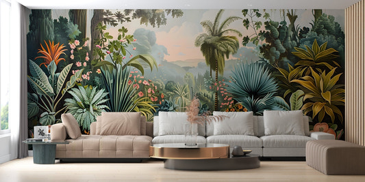 Artistic monkey forest wallpaper design
