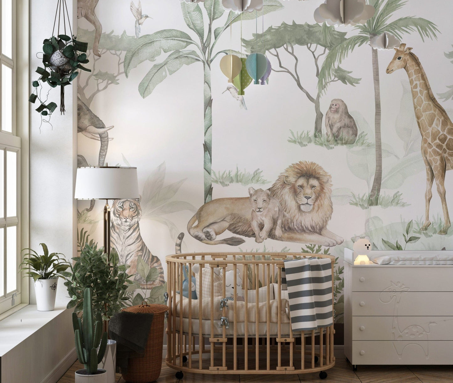 Vibrant Safari-Themed Wall Mural
