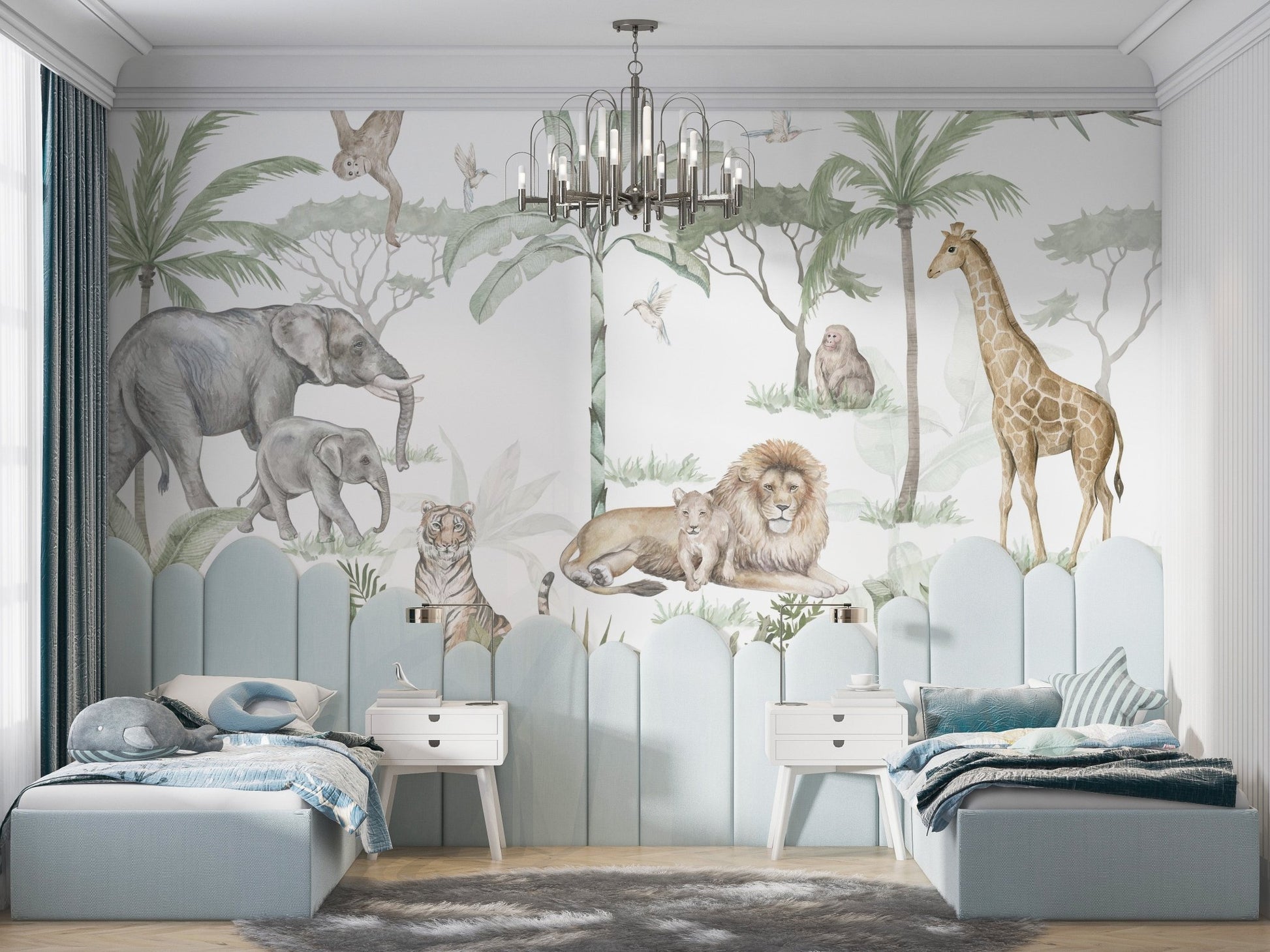Tropical Wildlife Wall Mural Design
