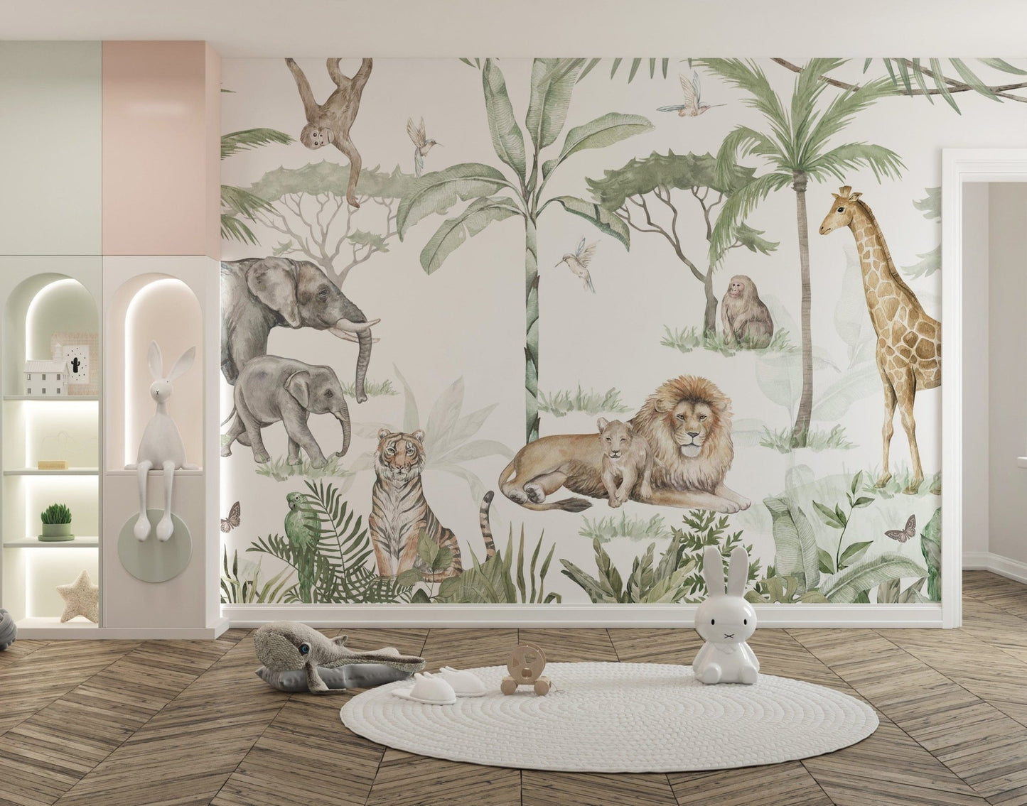 Tropical Wildlife Kids Room Mural
