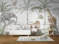 Wildlife Safari Themed Wall Wallpaper

