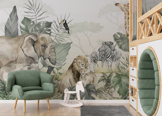 Tropical Wildlife Wallpaper Mural C403