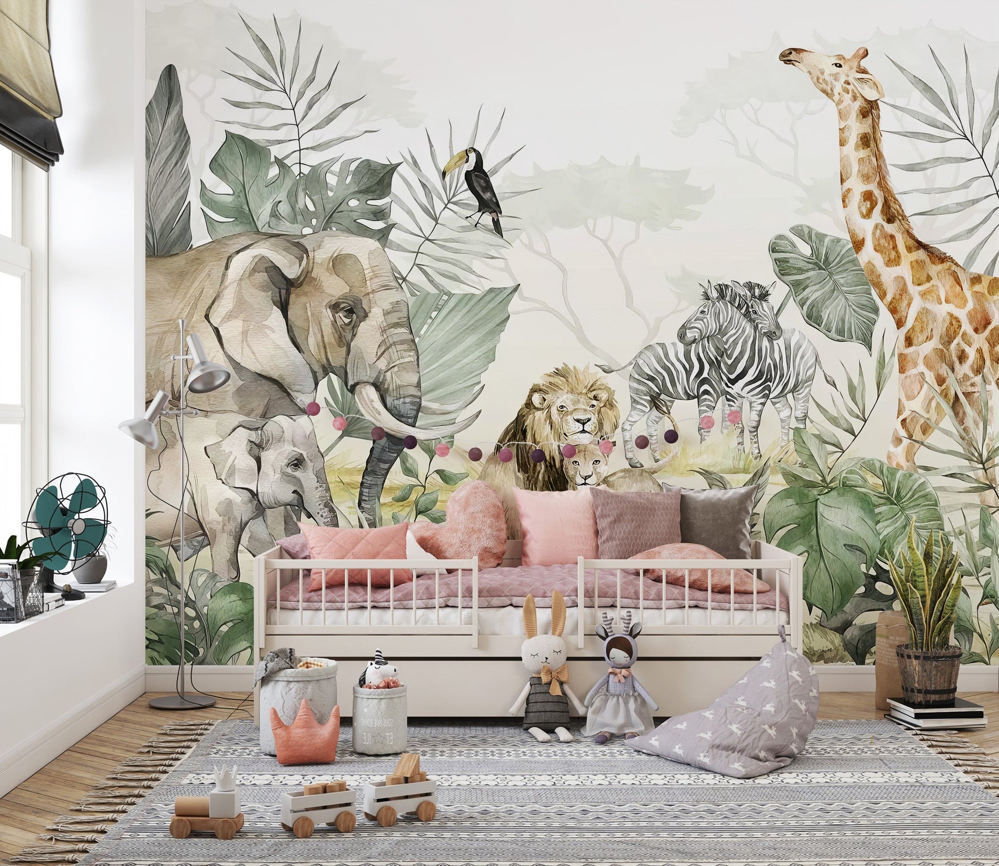 Tropical Wildlife Wall Mural - Giffywalls