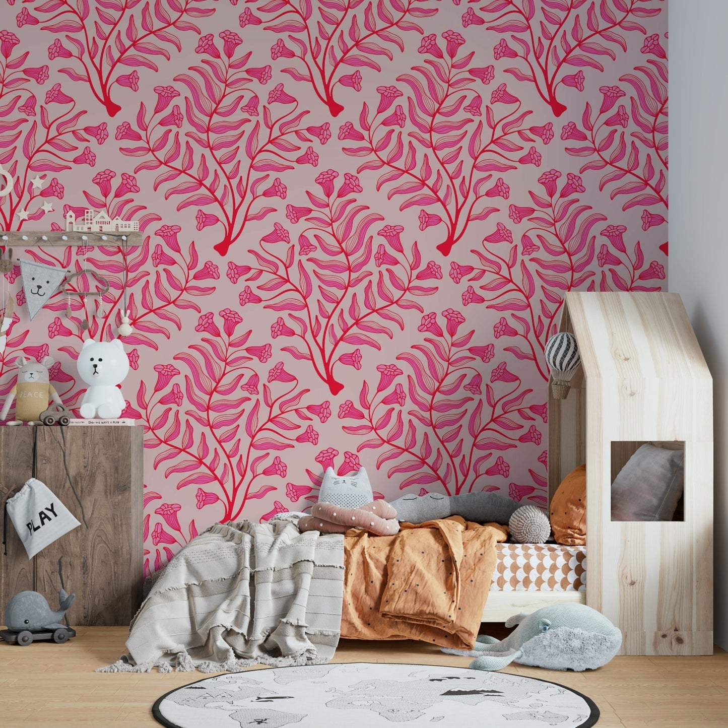 Vintage botanical fuchsia wallpaper for home decor, GD1866