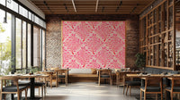 Trumpet flower wallpaper in shades of pink and red, GD1866
