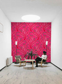 Vintage floral botanical design in cherry red tones.

