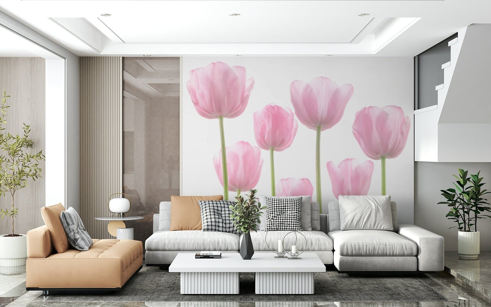 Tulip Bulbs decoration, beautiful spring flowers, unique light background.