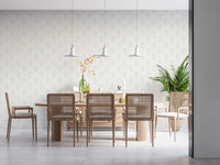 Dining setup placed against Tulip Cream Wallpaper with clean table arrangement