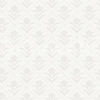 Delicate tulip motif pattern in Tulip Cream Wallpaper on textured light base